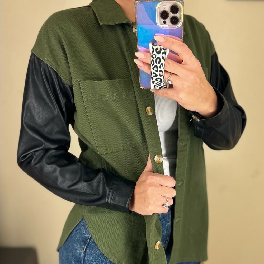 Green and leather jacket